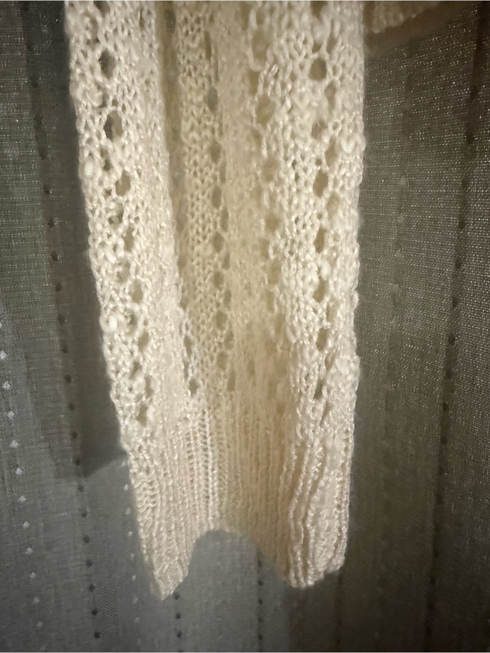 Lauren Conrad Cream Open Knit Crochet Cardigan Sweater Size L - Picture 5 of 6